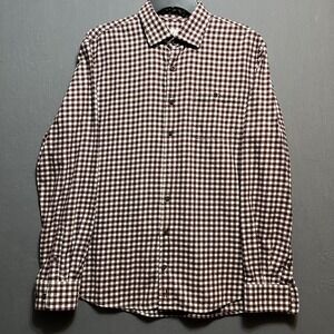 Johnnie-O Shirt Mens L Hangin Out Long Sleeve Button Check Flannel Casual Red